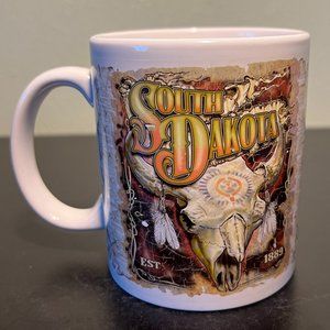 South Dakota Souvenir Mug with Painted Steer Skull